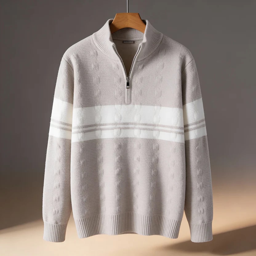 Montclair Men’s Quarter-Zip Sweater – Textured Knit Jumper
