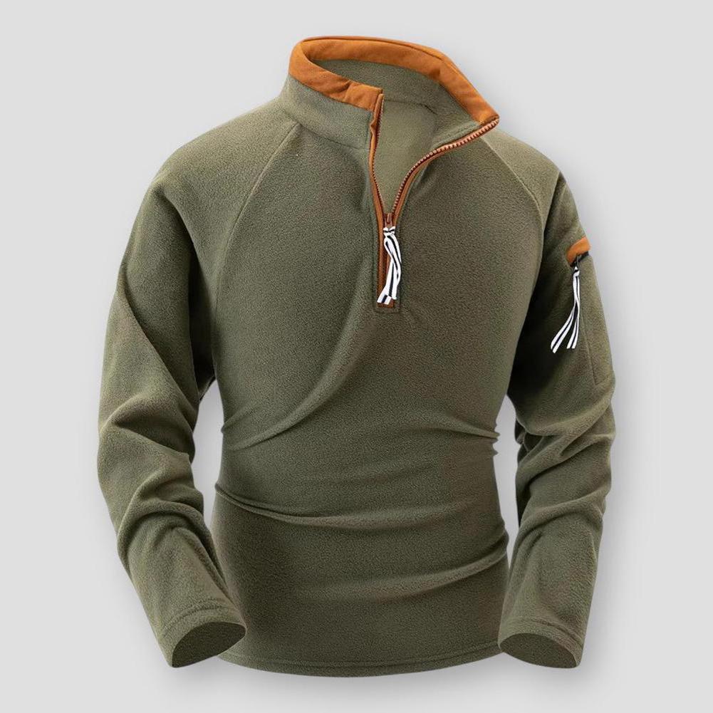 Kellan Men’s Quarter Zip Sweater – Tactical Fleece with Arm Pocket for Outdoor Wear