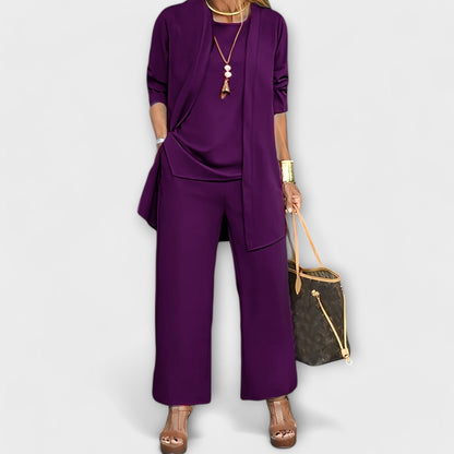Zinnia Women’s Lounge Set – Soft Knit Cardigan, Top and Trousers