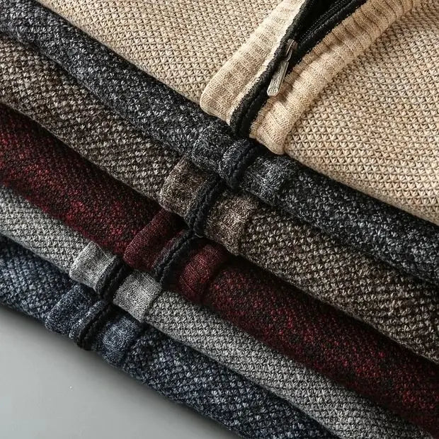 Hilton Men’s Knit Cardigan – Fleece-Lined Cotton-Blend Sweater
