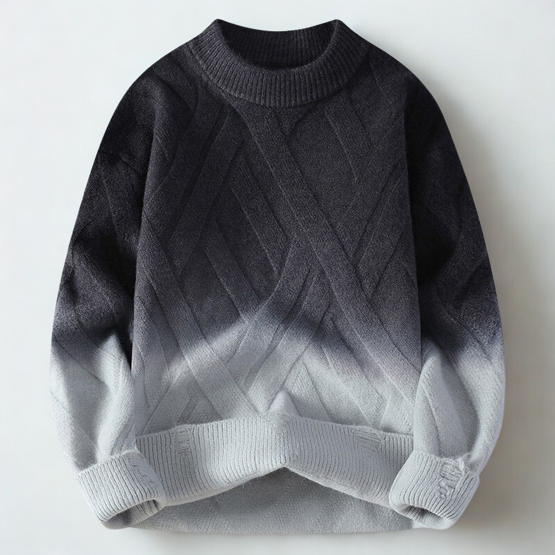 Renato Men's Knit Sweater – Wool-Blend Ombre Gradient Pullover
