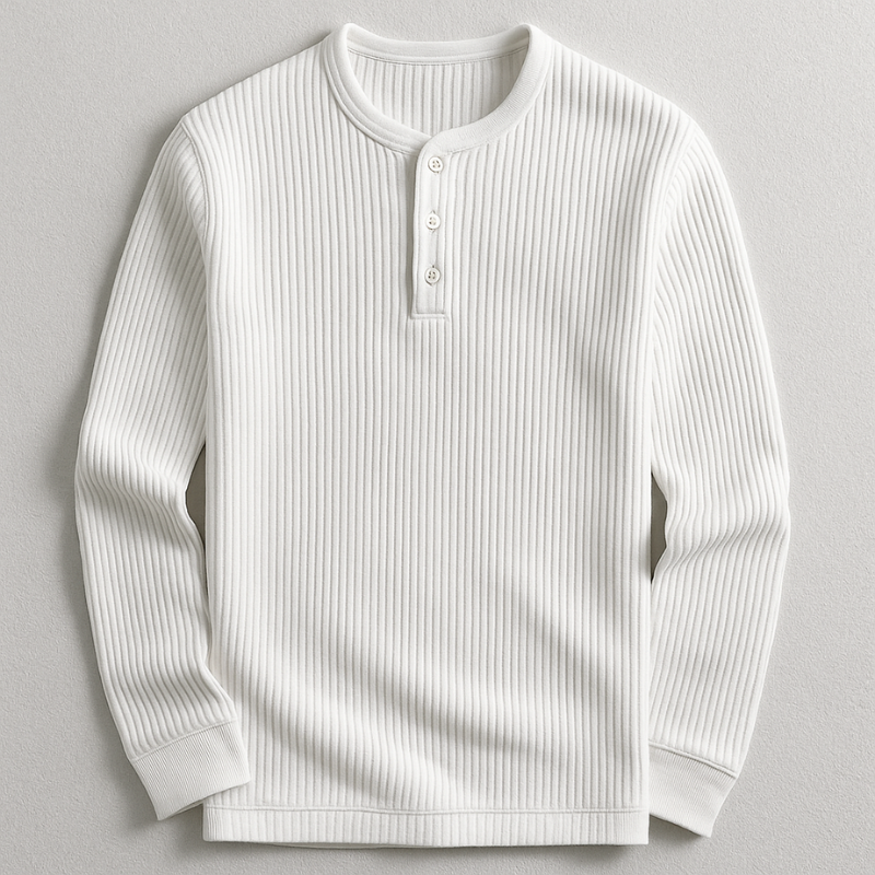 Hugo Men’s Henley Long Sleeve Shirt – Waffle-Knit Tailored Fit Pullover