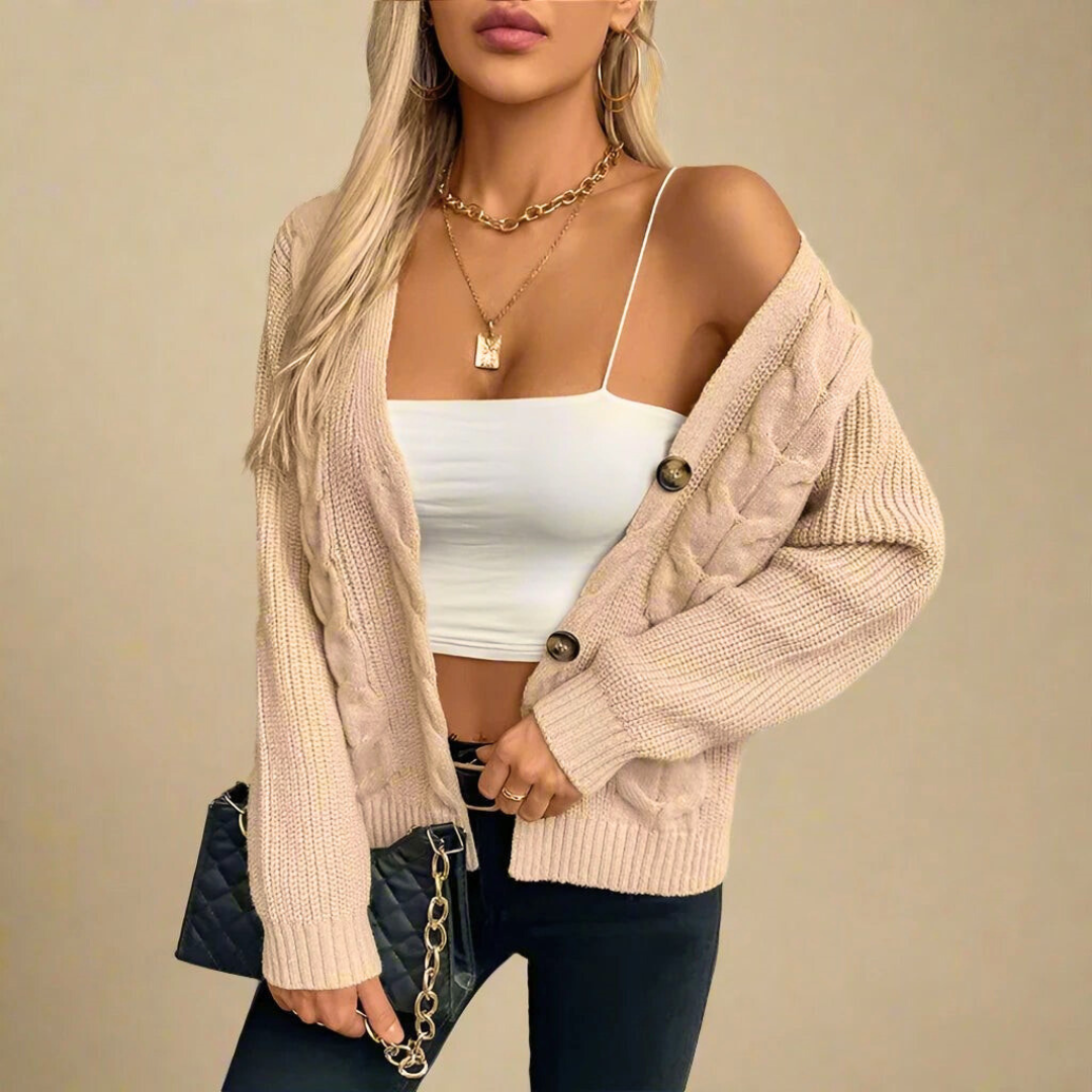 Britany Women’s Knit Cardigan – Lightweight Cable Knit with Button Front