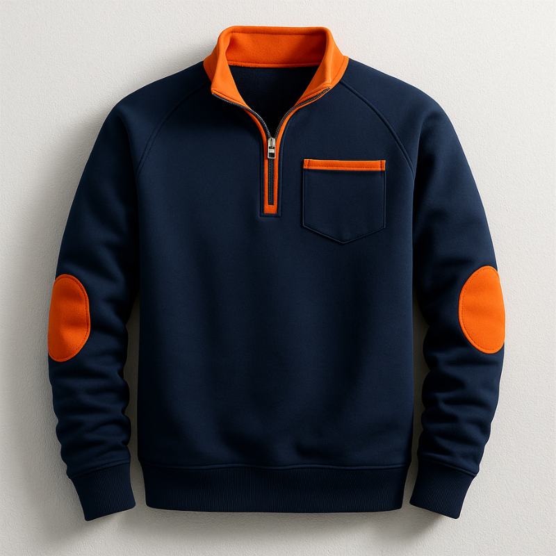Elio Men’s Quarter-Zip Pullover – Cotton Midweight Layering Knit