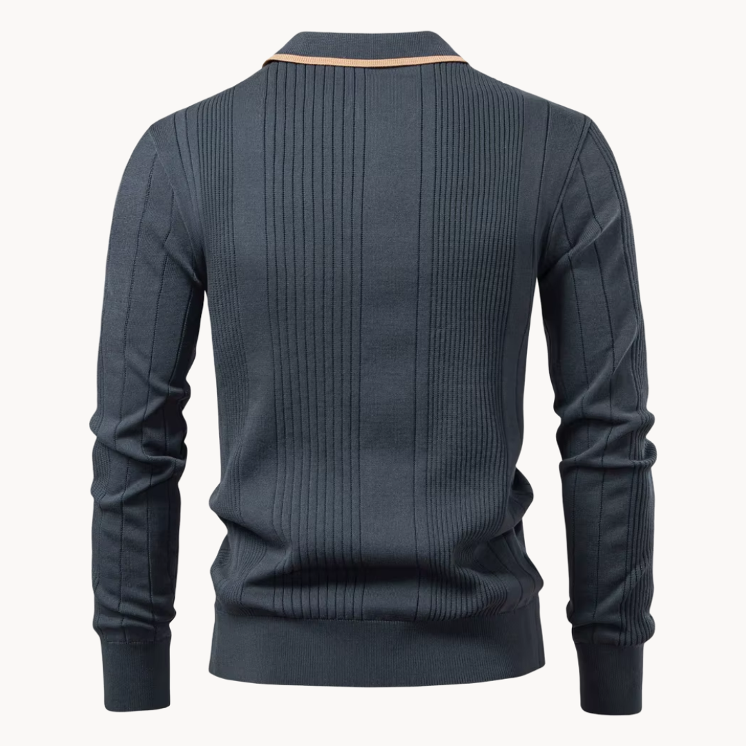Mando Men’s Knit Polo Sweater – Tailored Comfort Knit Pullover