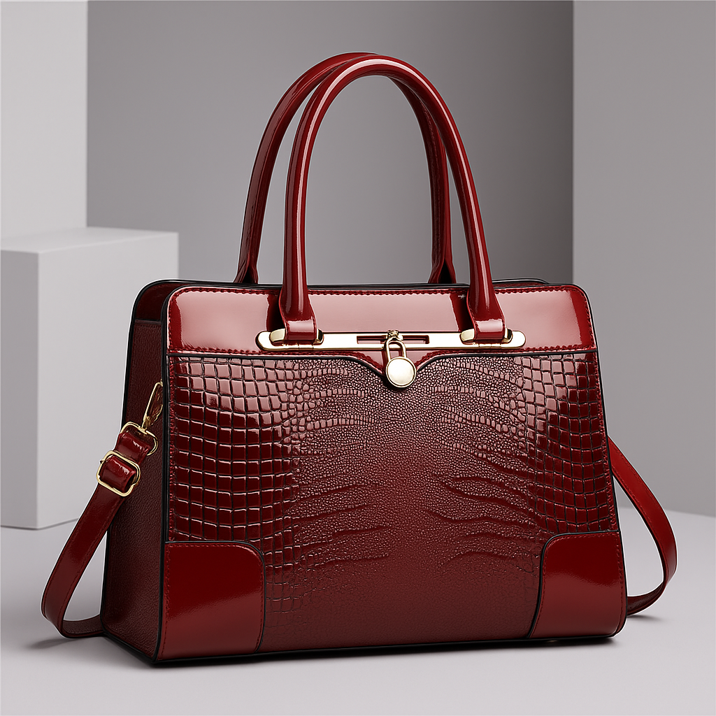Martina Women’s Handbag – Croc-Embossed Structured Leather Bag