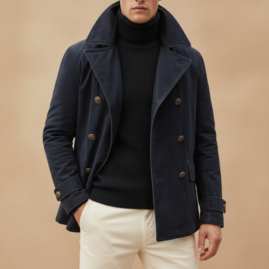 Skylar Men’s Double-Breasted Jacket – Relaxed Stretchy Italian Tailoring