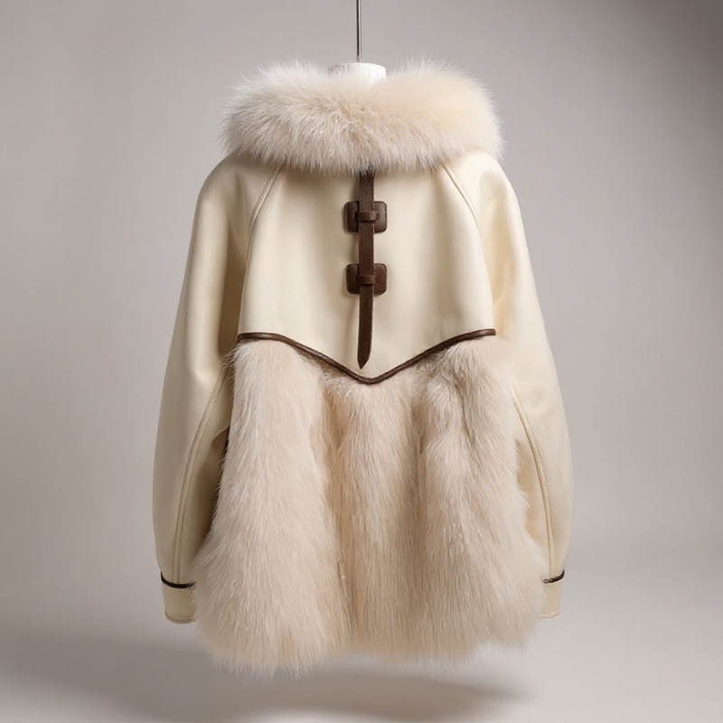 Almona Women’s Plush Fur Coat – Winter Jacket with Toggle Closure
