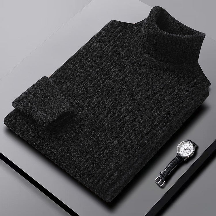 Hudson Men’s Turtleneck Sweater – Structured Ribbed Knit Winter Pullover