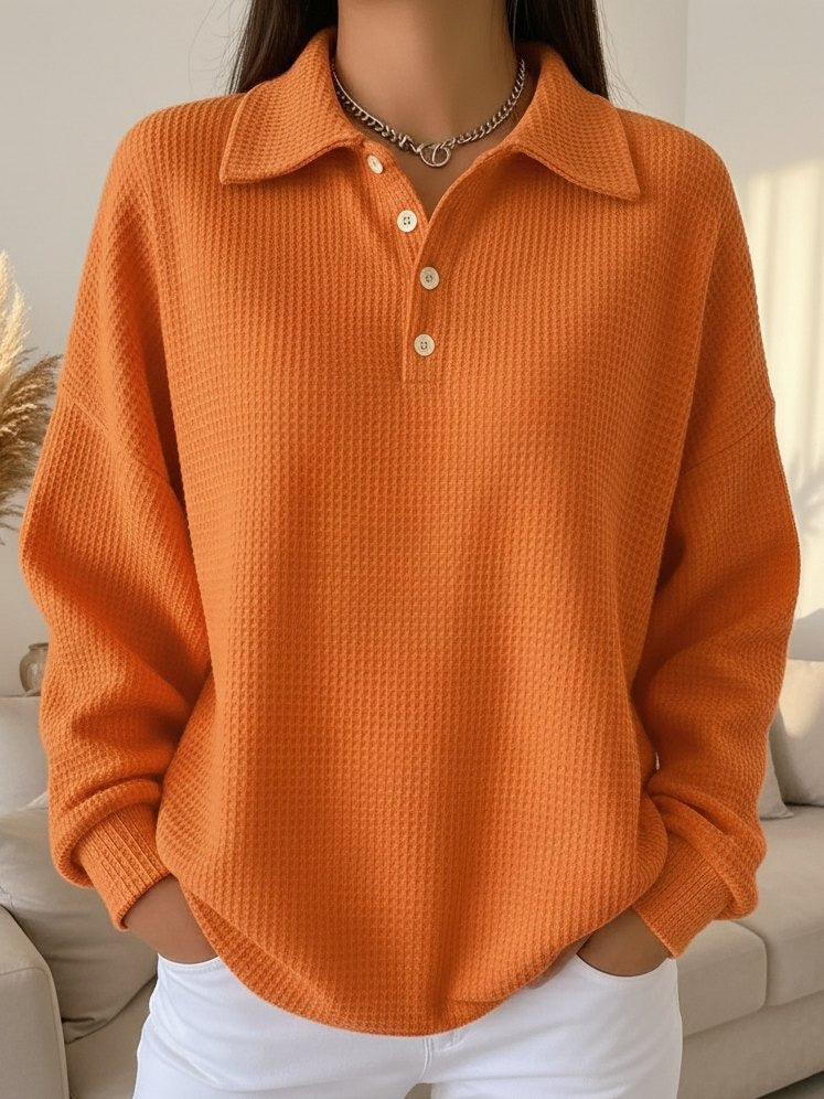 Velora Women's Knit Polo Sweater – Soft Ribbed Knit Pullover