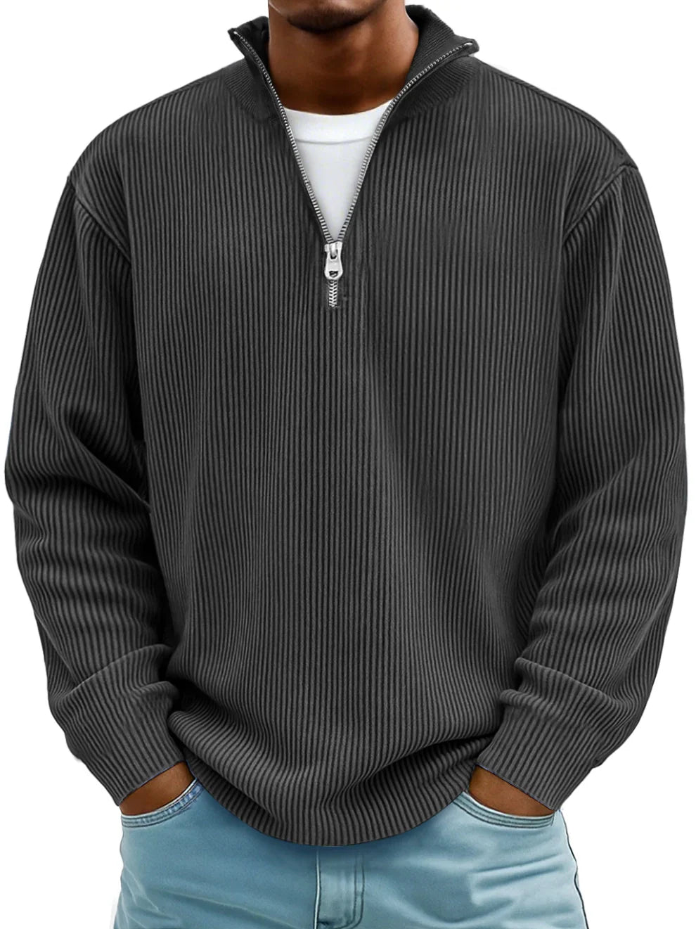 Riccardo Men’s Half-Zip Sweater – Ribbed Knit & Relaxed Fit
