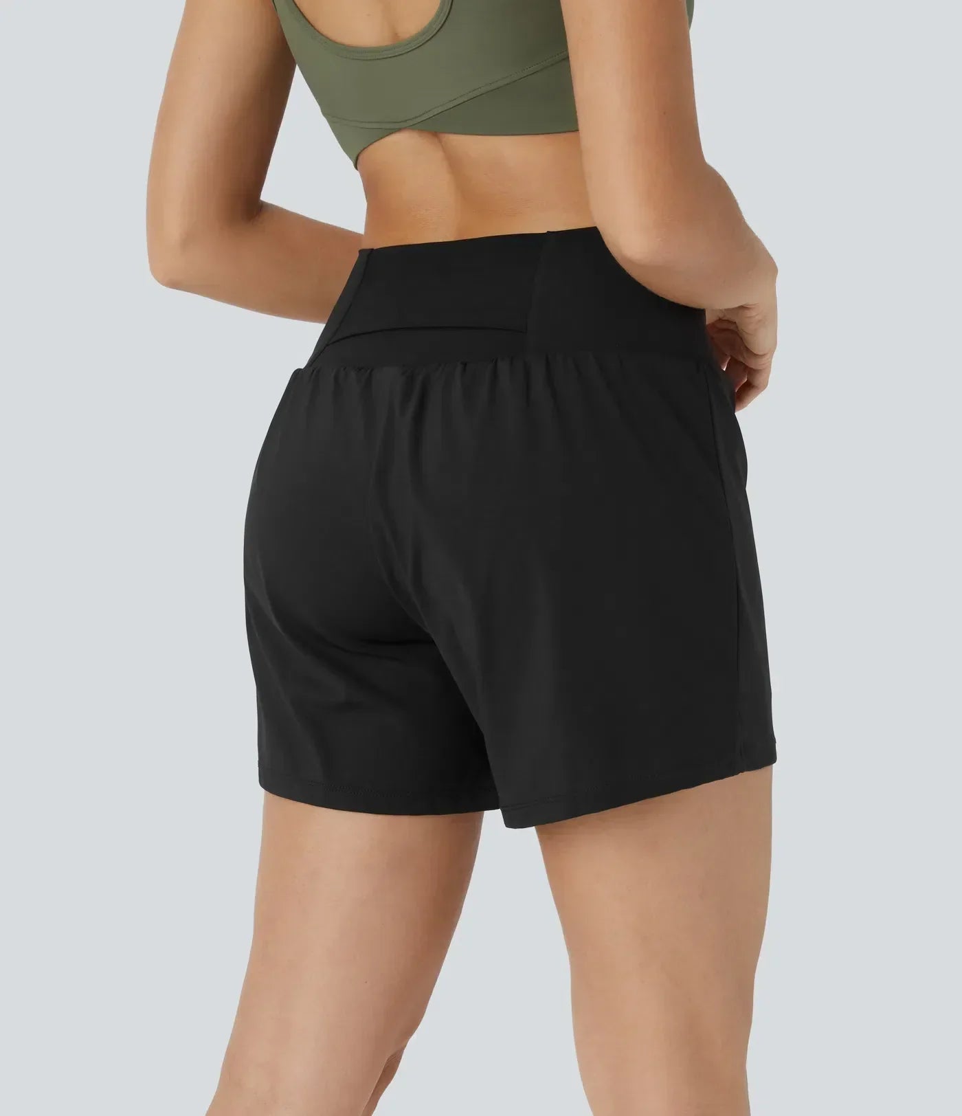 Aria Performance High Waist Yoga Shorts – Double Layer Pocket Active Fit