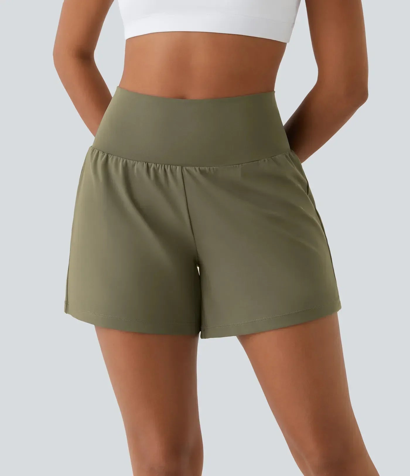 Aria Performance High Waist Yoga Shorts – Double Layer Pocket Active Fit