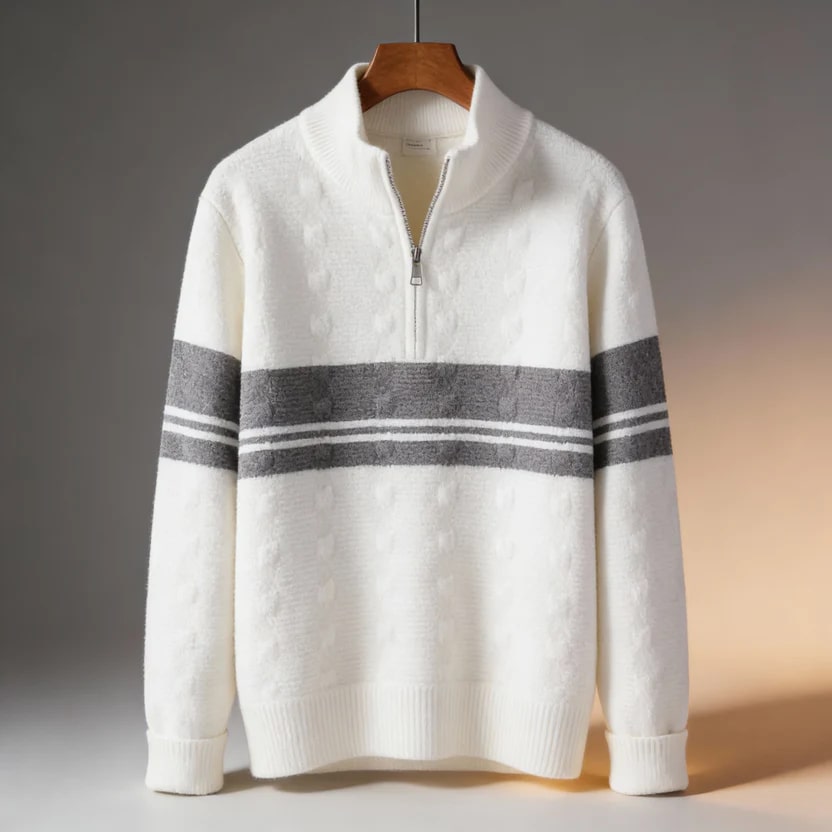 Montclair Men’s Quarter-Zip Sweater – Textured Knit Jumper
