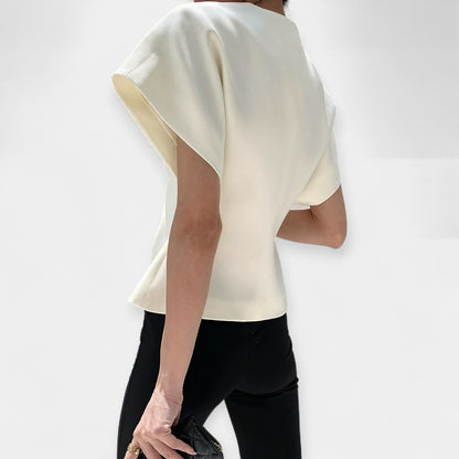 Felicity Structured Wrap Blouse – Textured Women’s Top with Gold Detail