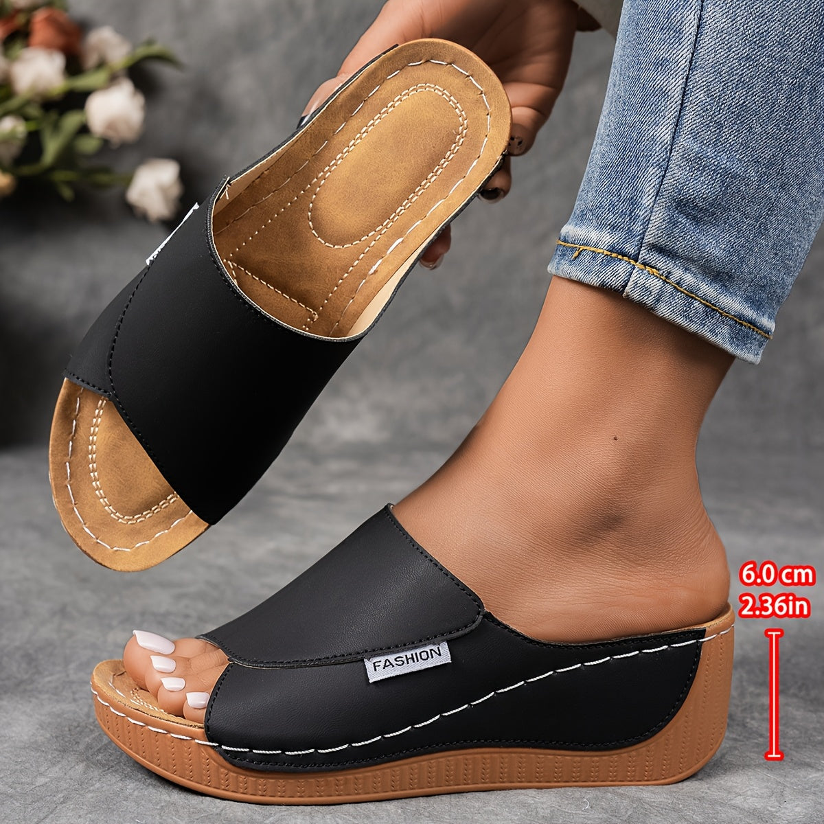 Sakura Women’s Wedge Sandals – Cushioned Slip-On Design with Arch Support
