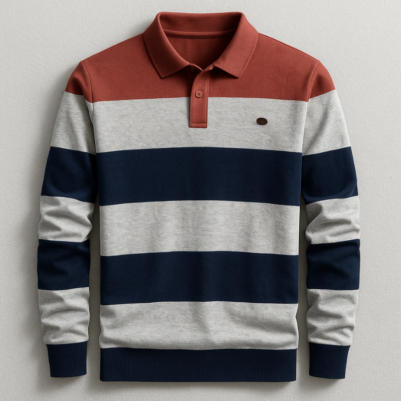 Harrison Men’s Long Sleeve Polo – Premium Cotton Tailored Fit Pullover