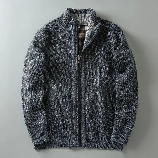 Hilton Men’s Knit Cardigan – Fleece-Lined Cotton-Blend Sweater