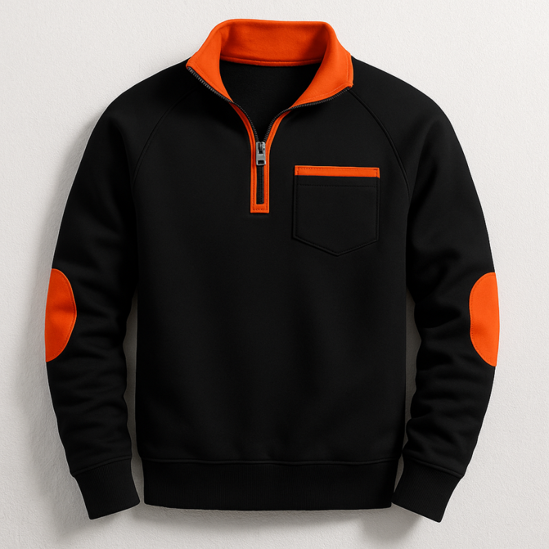 Elio Men’s Quarter-Zip Pullover – Cotton Midweight Layering Knit