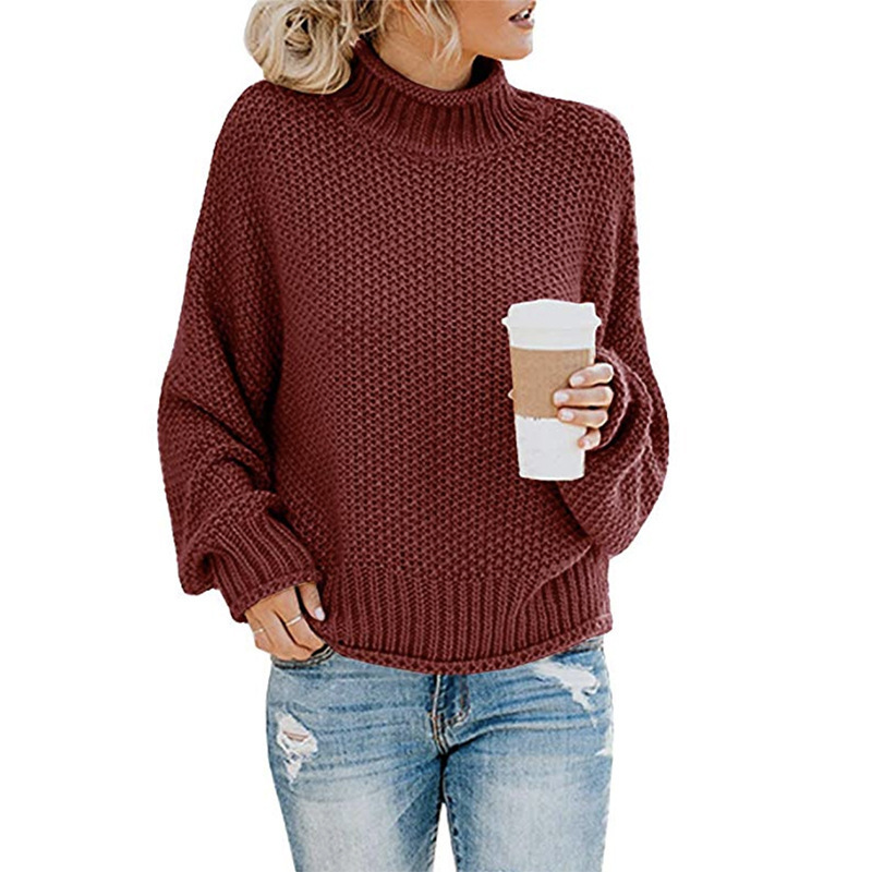 Sophie Women's Turtleneck Pullover – Chunky Knit Sweater with Relaxed Fit