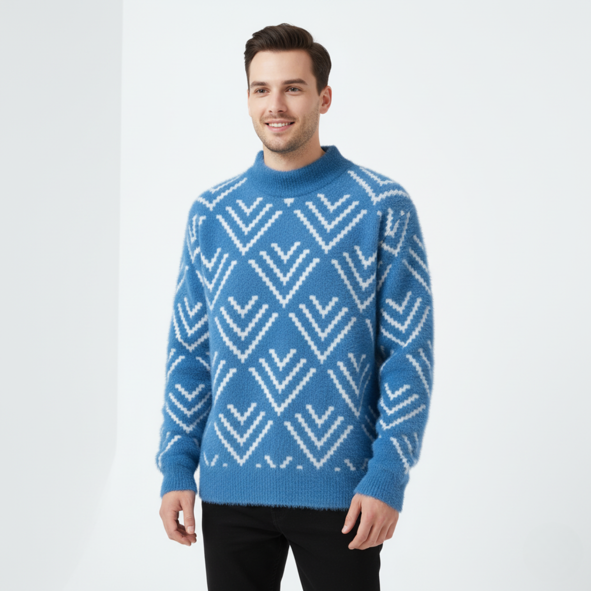 Isaac Men’s Knitted Jumper – Plush Soft Knit Crew Neck Sweater