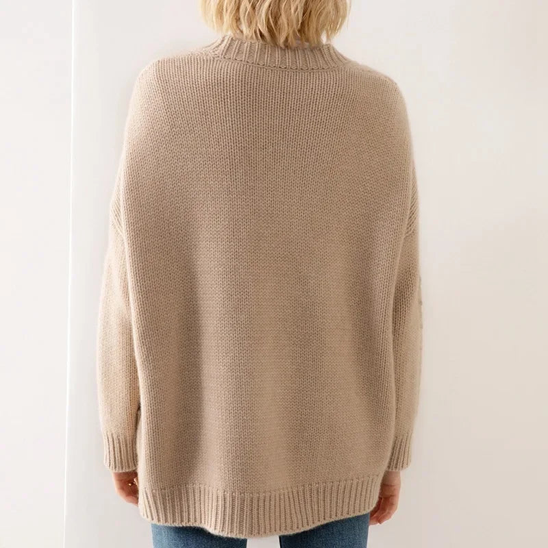 Clarita Women’s Cable Knit Cardigan – Chunky Cotton Knit