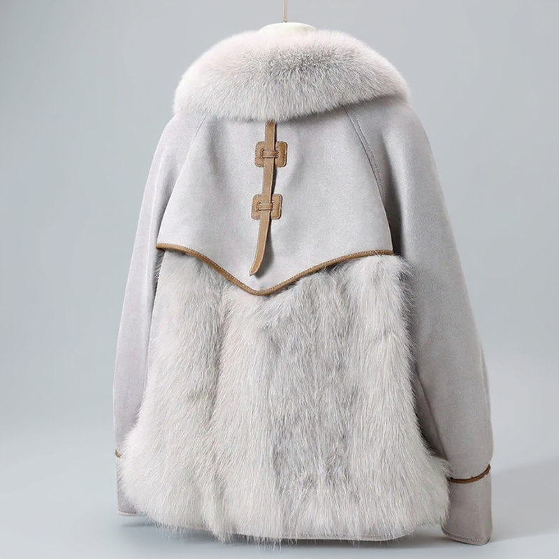 Almona Women’s Plush Fur Coat – Winter Jacket with Toggle Closure