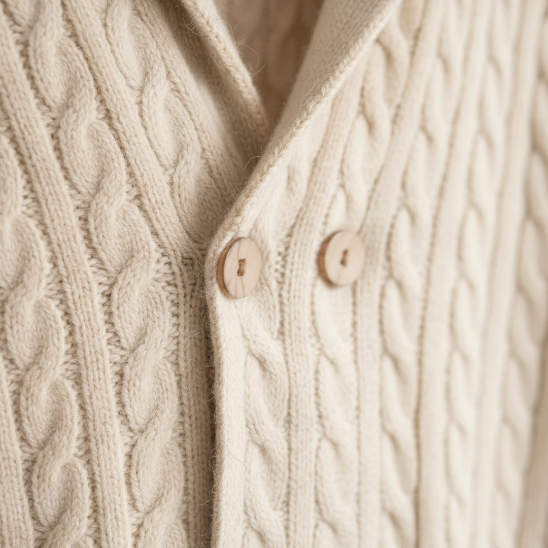 Romano Men’s Cardigan –  Double-Breasted Cable Knit Shawl Collar Sweater