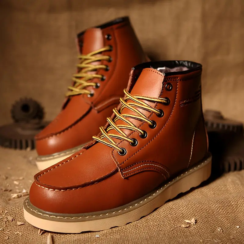 Hugo Men’s Leather Winter Boots – Cowhide with Fur Lining