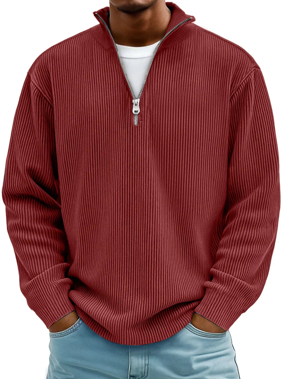 Riccardo Men’s Half-Zip Sweater – Ribbed Knit & Relaxed Fit