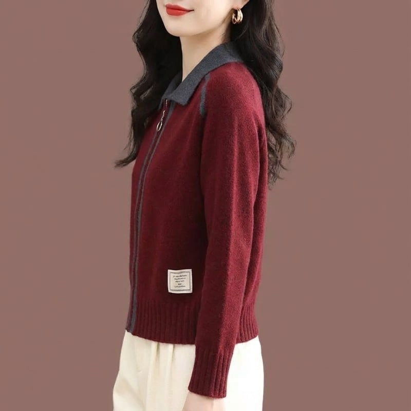 Keanna Women’s Sweater – Soft Stretch Knit Full Zip Sweater