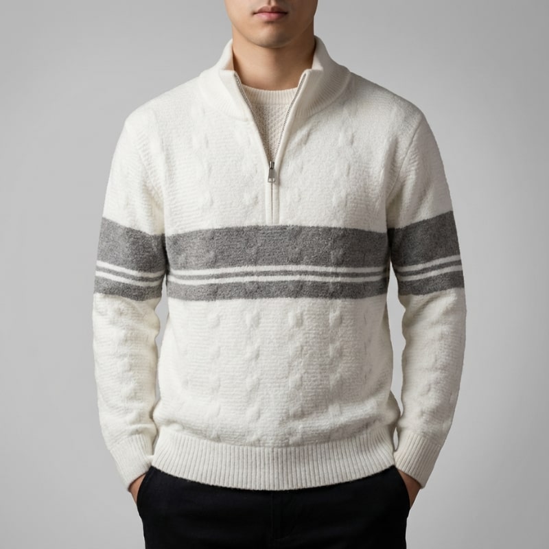 Montclair Men’s Quarter-Zip Sweater – Textured Knit Jumper