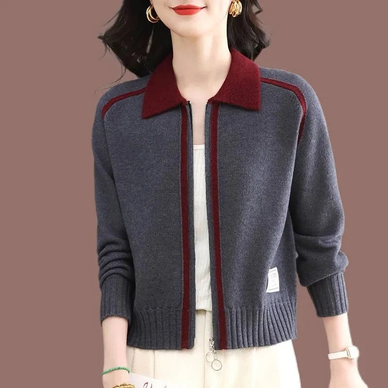 Keanna Women’s Sweater – Soft Stretch Knit Full Zip Sweater