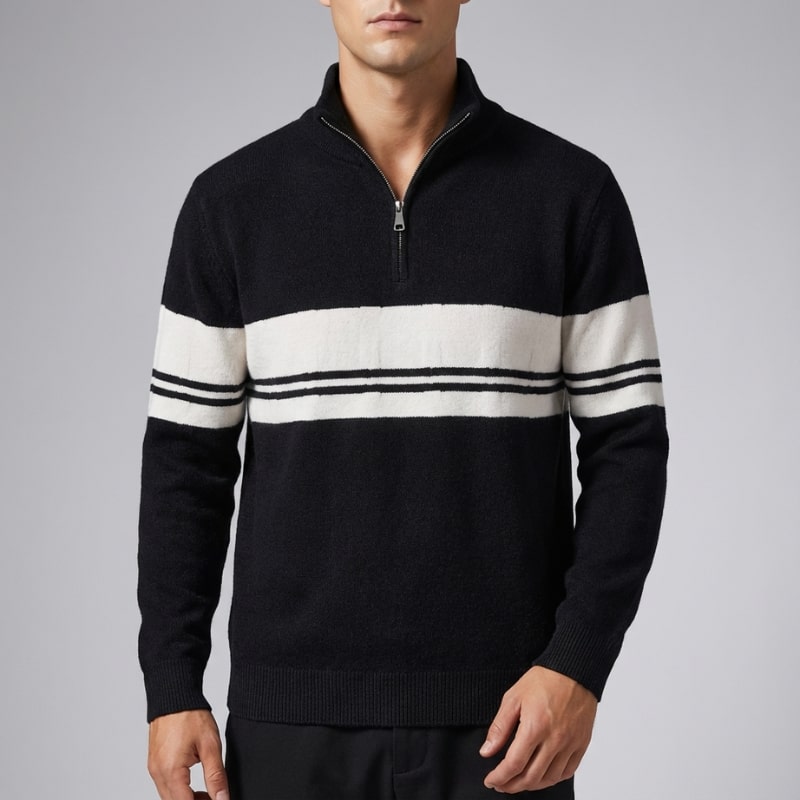 Montclair Men’s Quarter-Zip Sweater – Textured Knit Jumper