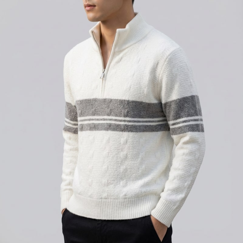 Montclair Men’s Quarter-Zip Sweater – Textured Knit Jumper