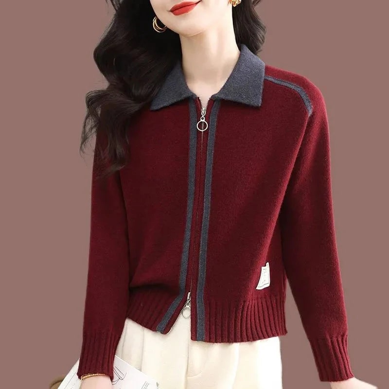 Keanna Women’s Sweater – Soft Stretch Knit Full Zip Sweater