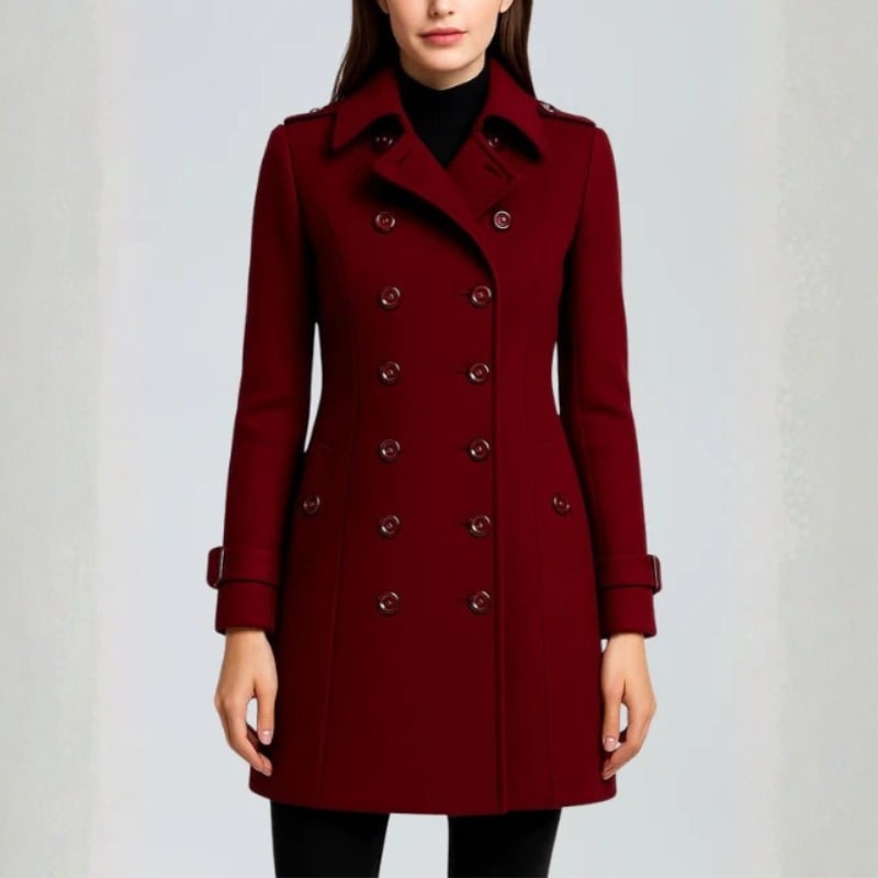 Keisha Women’s Trench Coat – Tailored Wool Blend Double-Breasted Coat