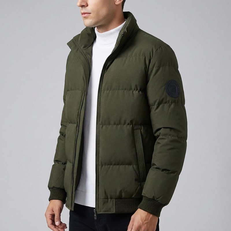 Ronie Men’s Puffer Jacket – Insulated Winter Jacket with Ribbed Trim