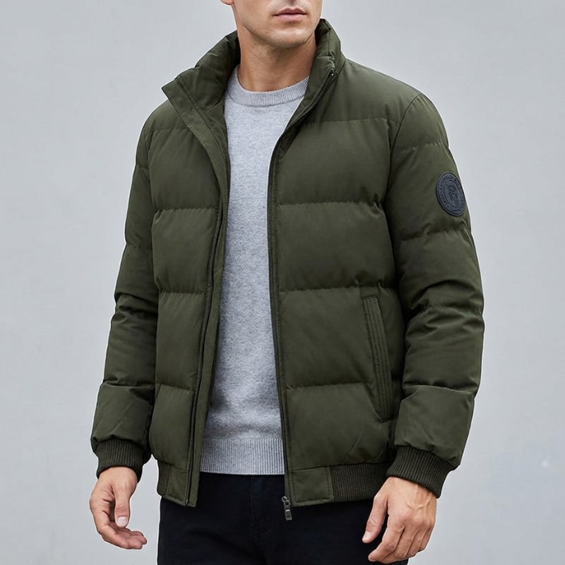 Ronie Men’s Puffer Jacket – Insulated Winter Jacket with Ribbed Trim