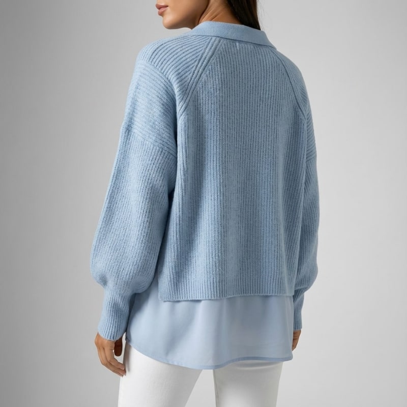 Shyrell Women’s Sweater – Relaxed Fit Collared V-Neck Sweater