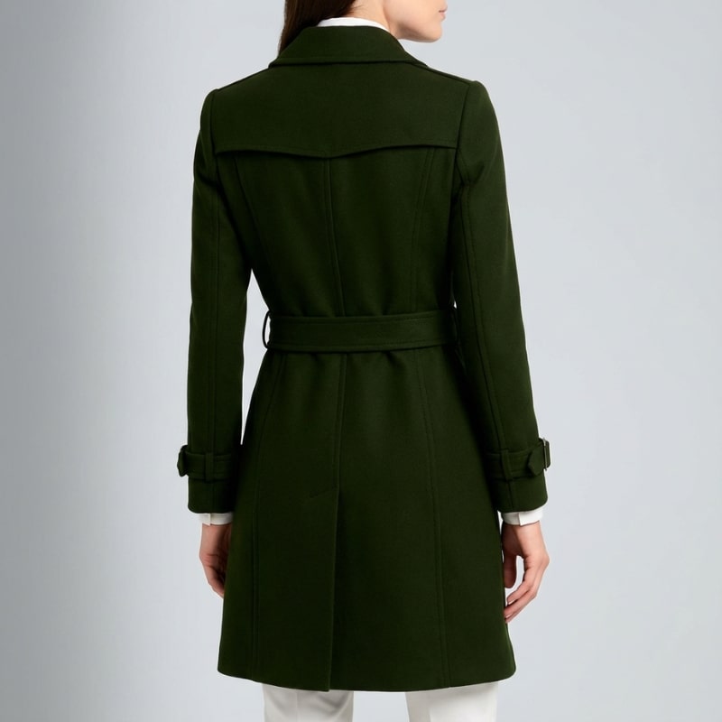 Keisha Women’s Trench Coat – Tailored Wool Blend Double-Breasted Coat