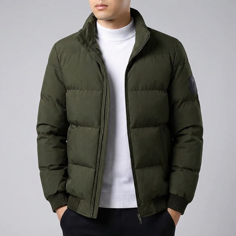 Ronie Men’s Puffer Jacket – Insulated Winter Jacket with Ribbed Trim