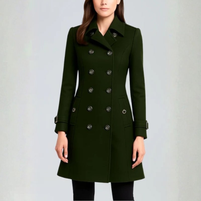 Keisha Women’s Trench Coat – Tailored Wool Blend Double-Breasted Coat