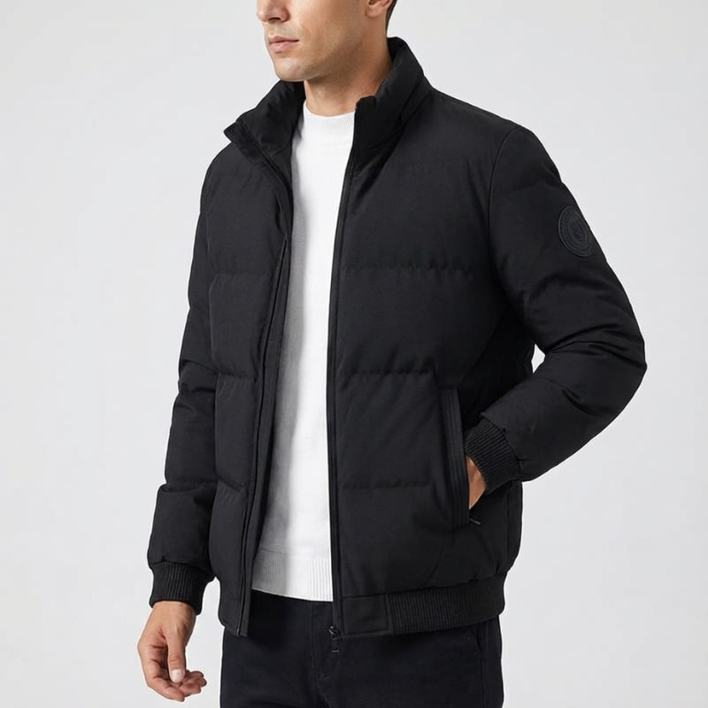 Ronie Men’s Puffer Jacket – Insulated Winter Jacket with Ribbed Trim