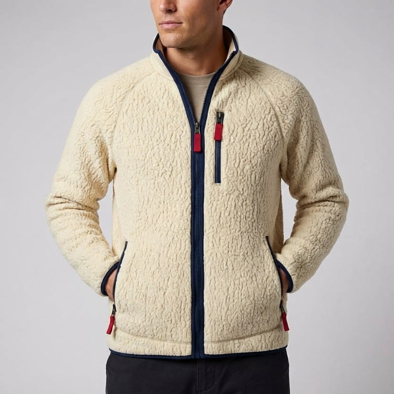 Luigi Men’s Fleece Jacket – High-Pile Sherpa Jacket