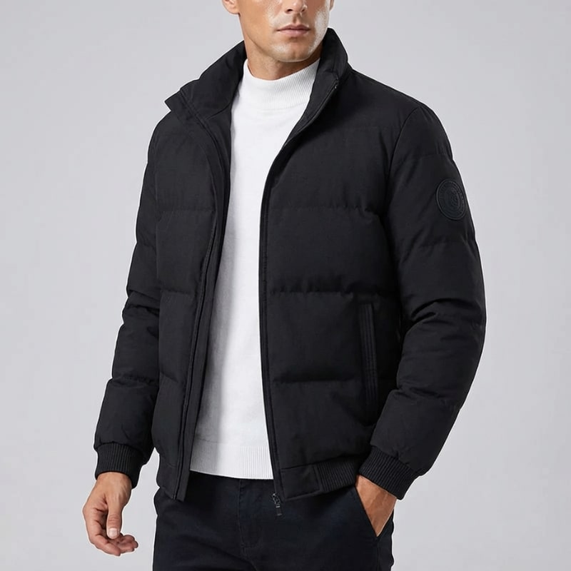 Ronie Men’s Puffer Jacket – Insulated Winter Jacket with Ribbed Trim