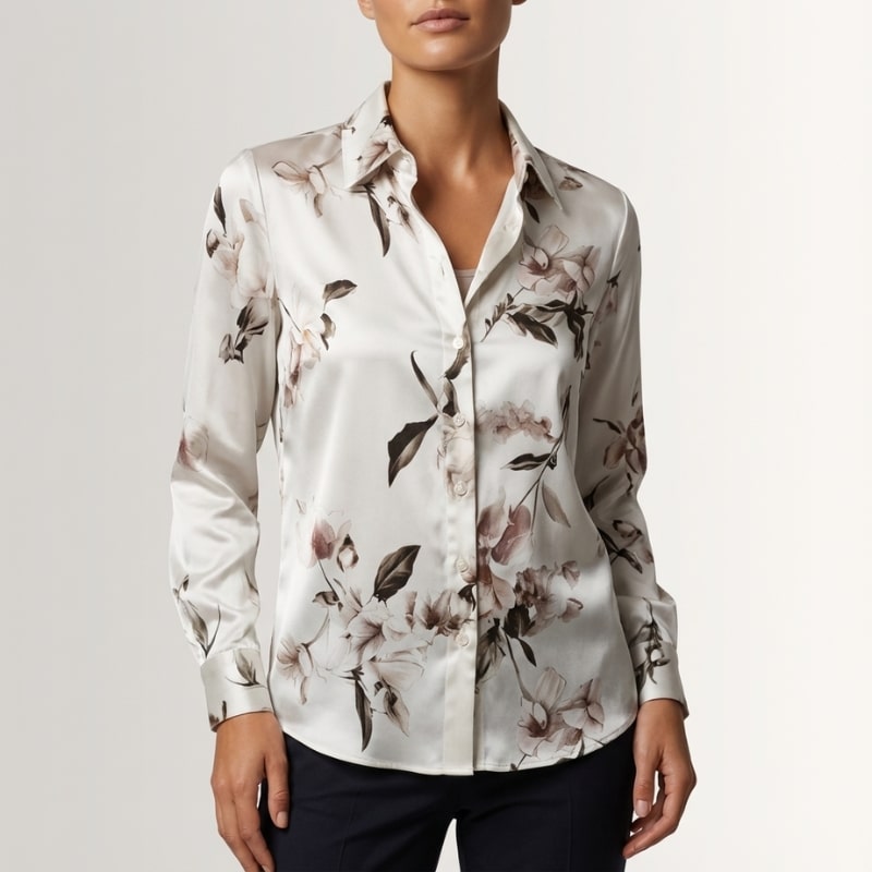 Emma Women’s Blouse – Floral Lightweight Long Sleeve Shirt