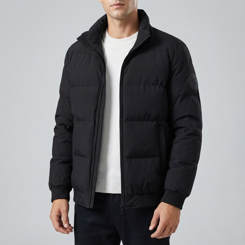 Ronie Men’s Puffer Jacket – Insulated Winter Jacket with Ribbed Trim