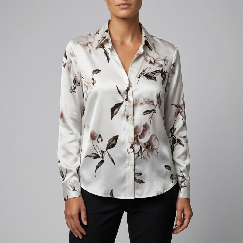 Emma Women’s Blouse – Floral Lightweight Long Sleeve Shirt