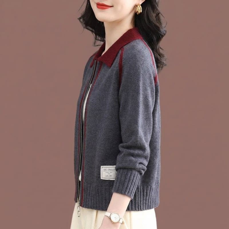 Keanna Women’s Sweater – Soft Stretch Knit Full Zip Sweater
